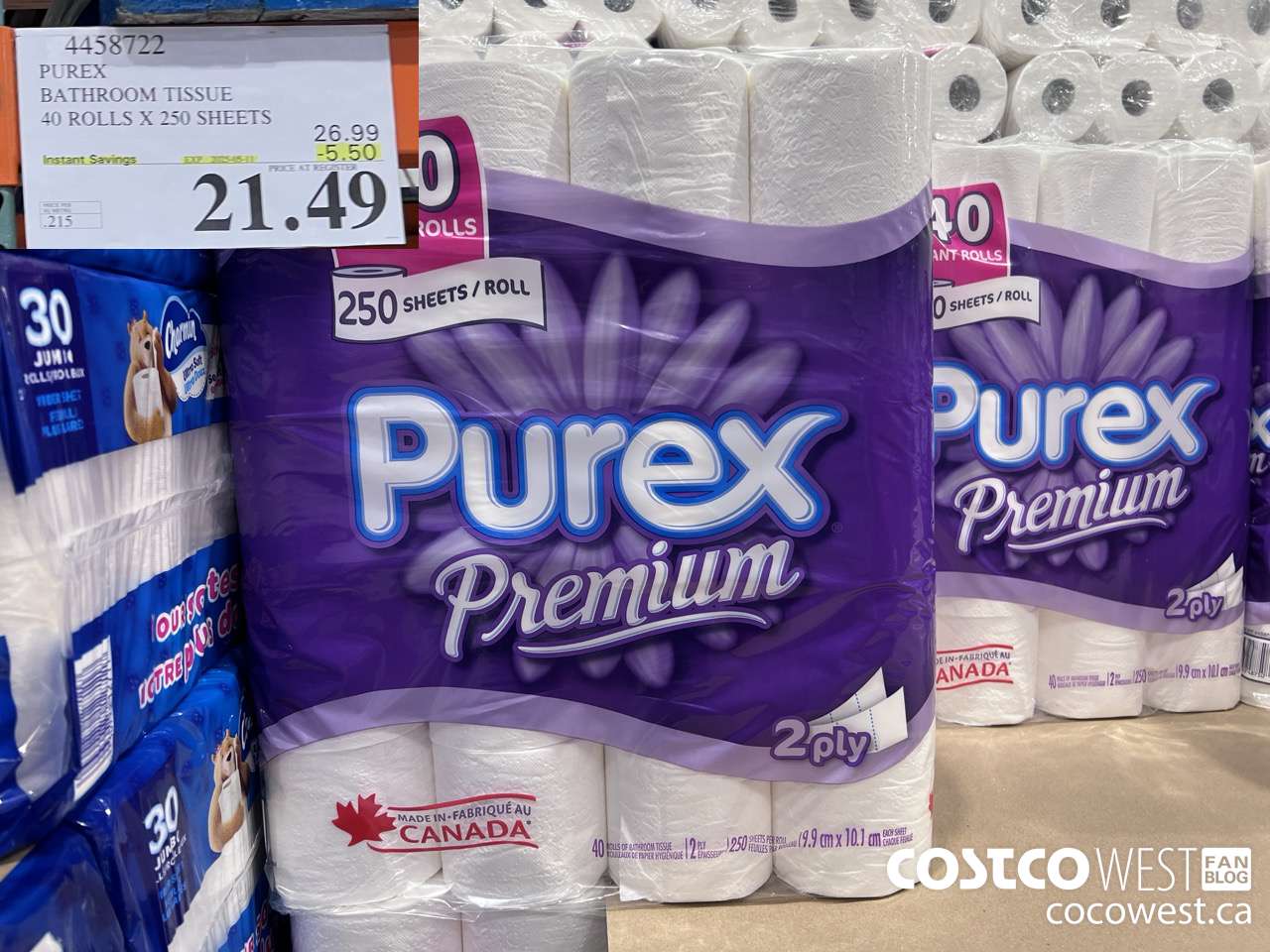 4458722 PUREX BATHROOM TISSUE 40 ROLLS X 250 SHEETS ($5.50 INSTANT SAVINGS EXPIRES ON 2025-05-11) $21.49