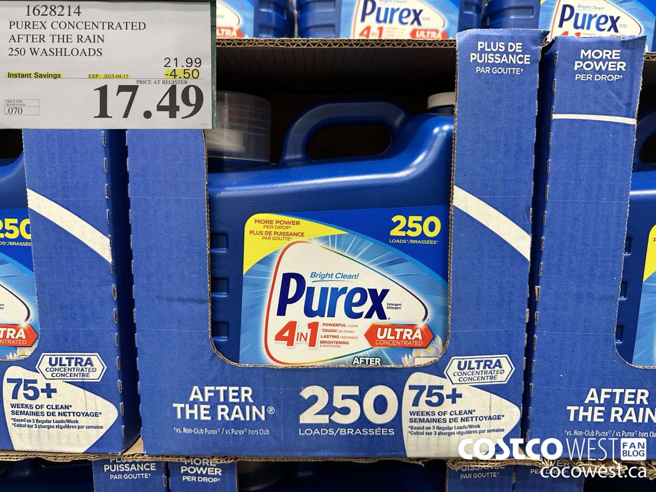 1628214 PUREX CONCENTRATED AFTER THE RAIN 250 WASHLOADS ($4.50 INSTANT SAVINGS EXPIRES ON 2025-04-13) $17.49
