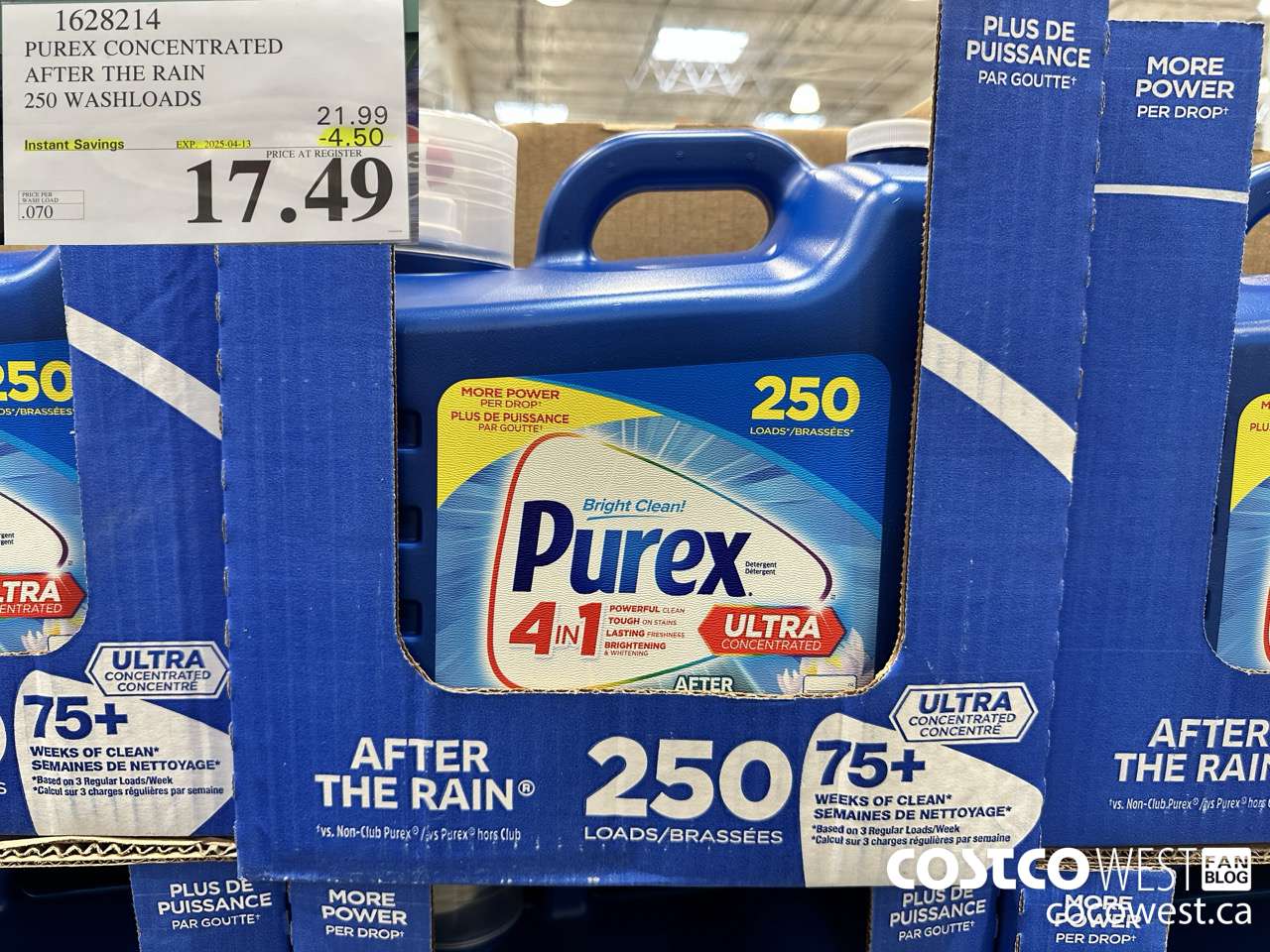1628214 PUREX CONCENTRATED AFTER THE RAIN 250 WASHLOADS ($4.50 INSTANT SAVINGS EXPIRES ON 2025-04-13) $17.49