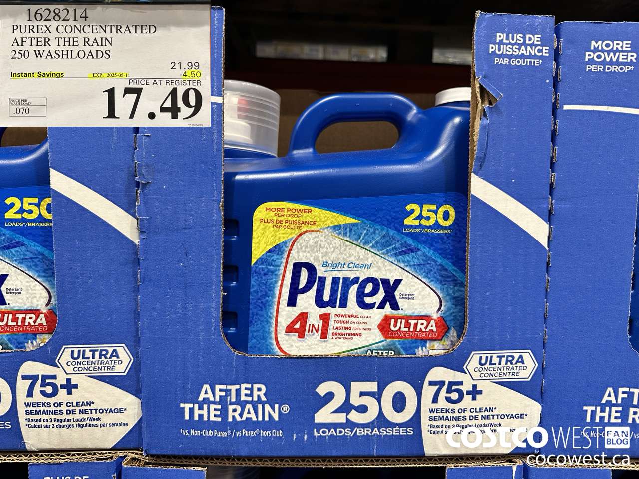 1628214 PUREX CONCENTRATED AFTER THE RAIN 250 WASHLOADS ($4.50 INSTANT SAVINGS EXPIRES ON 2025-05-11) $17.49