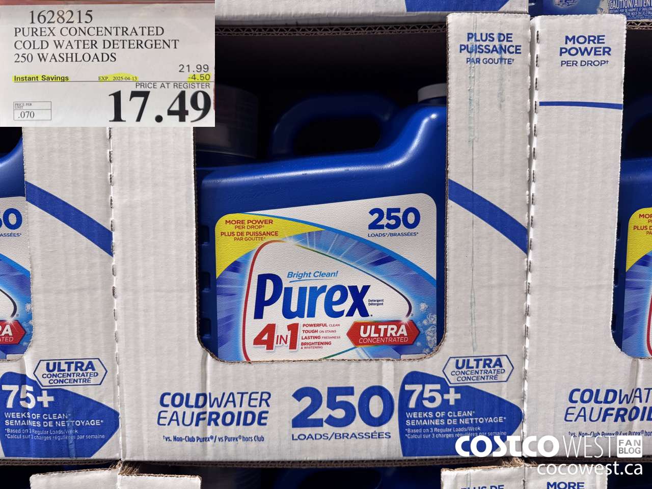 1628215 PUREX CONCENTRATED COLD WATER DETERGENT 250 WASHLOADS ($4.50 INSTANT SAVINGS EXPIRES ON 2025-04-13) $17.49