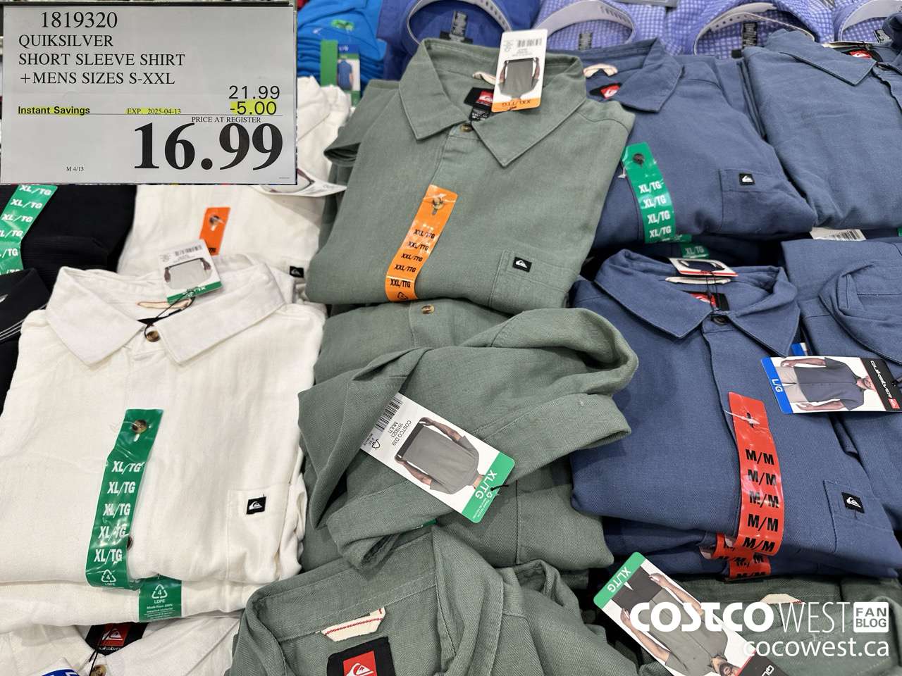 1819320 QUIKSILVER SHORT SLEEVE SHIRT MENS SIZES S-XXL ($5.00 INSTANT SAVINGS EXPIRES ON 2025-04-13) $16.99