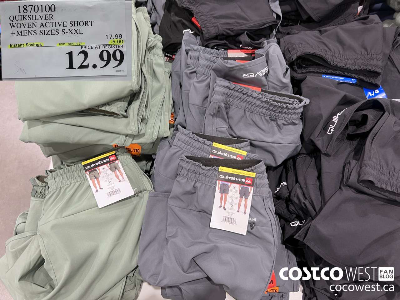 1870100 QUIKSILVER WOVEN ACTIVE SHORT MENS SIZES S-XXL ($5.00 INSTANT SAVINGS EXPIRES ON 2025-04-27) $12.99