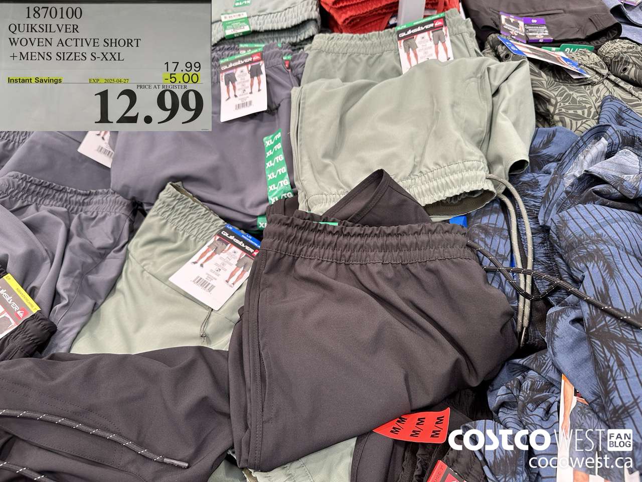 1870100 QUIKSILVER WOVEN ACTIVE SHORT MENS SIZES S-XXL ($5.00 INSTANT SAVINGS EXPIRES ON 2025-04-27) $12.99