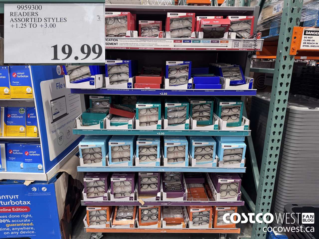 9959300 READERS ASSORTED SYLES +1.25 TO +3.00 $19.99