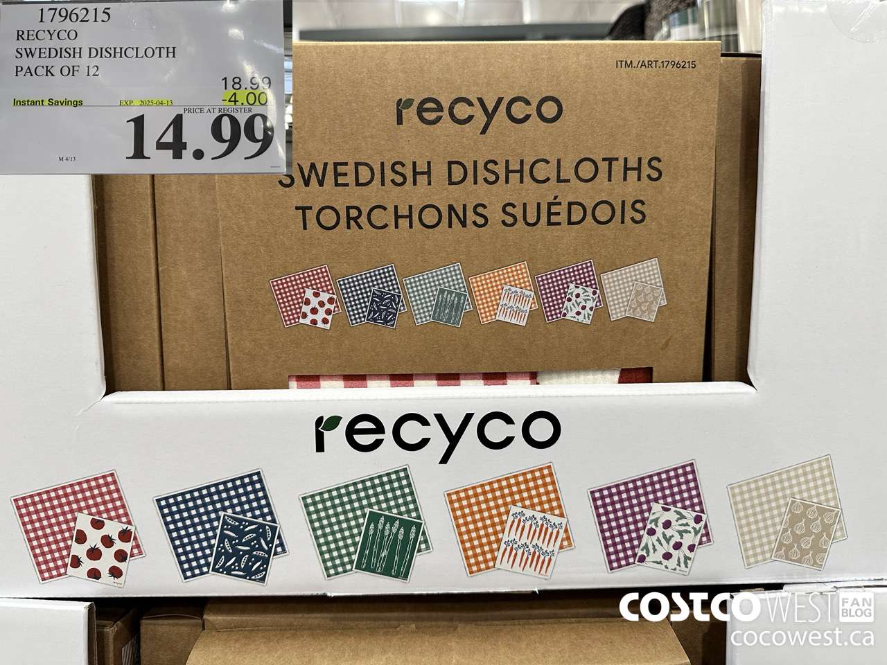 1796215 RECYCO SWEDISH DISHCLOTH PACK OF 12 ($4.00 INSTANT SAVINGS EXPIRES ON 2025-04-13) $14.99