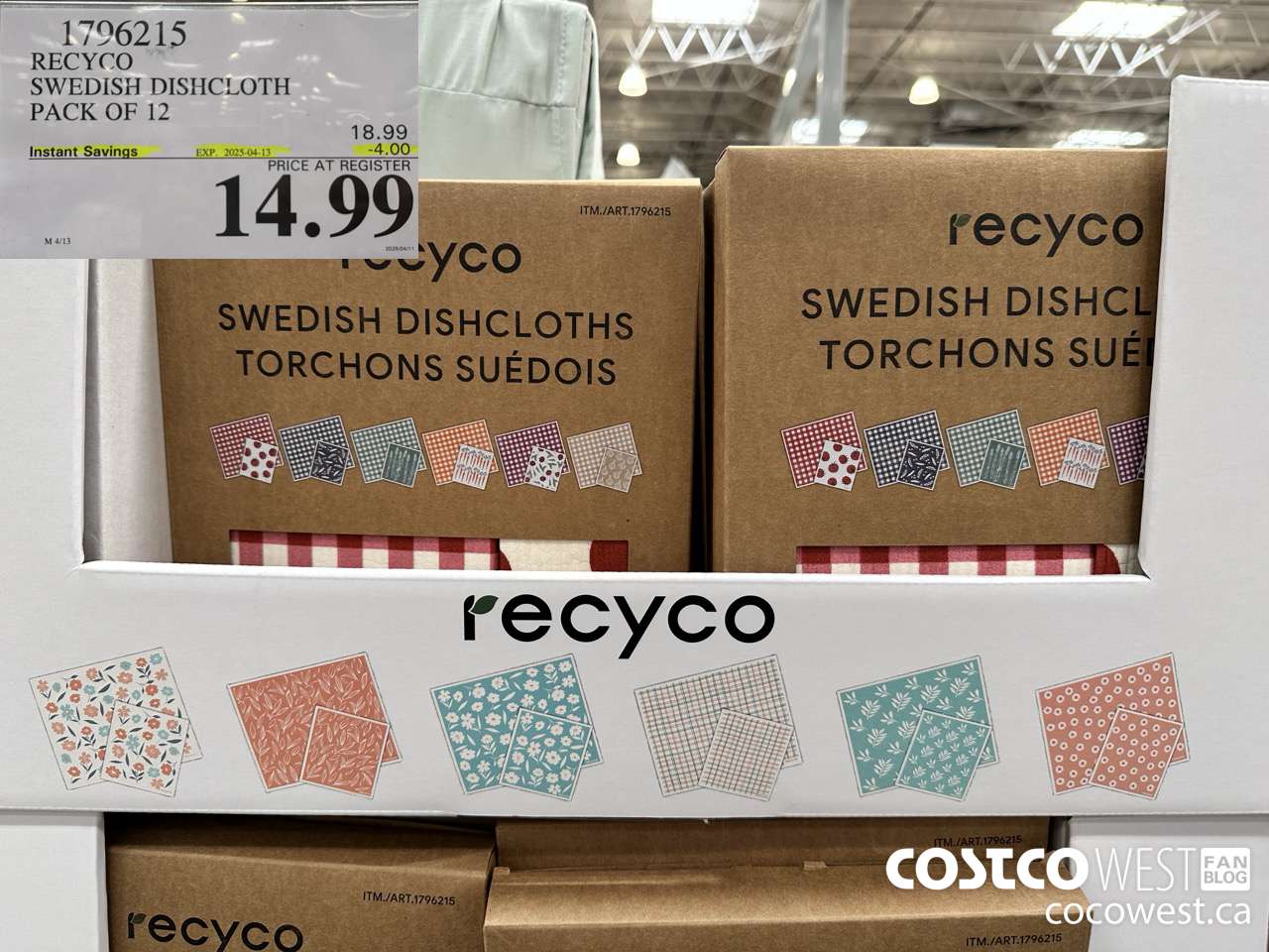 1796215 RECYCO SWEDISH DISHCLOTH PACK OF 12 ($4.00 INSTANT SAVINGS EXPIRES ON 2025-04-13) $14.99