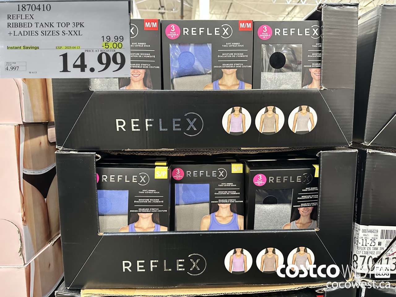 1870410 REFLEX RIBBED TANK TOP 3PK LADIES SIZES S-XXL ($5.00 INSTANT SAVINGS EXPIRES ON 2025-04-13) $14.99