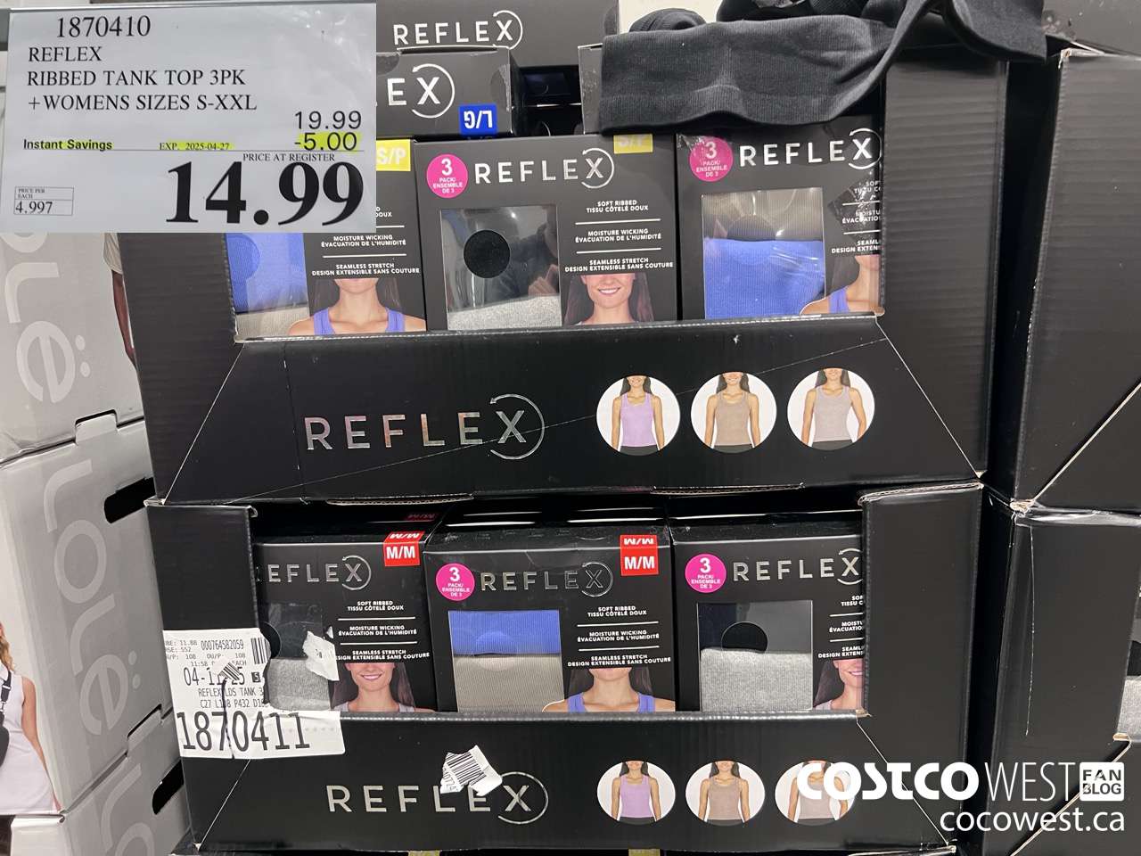 1870410 REFLEX RIBBED TANK TOP 3PK LADIES SIZES S-XXL ($5.00 INSTANT SAVINGS EXPIRES ON 2025-04-27) $14.99