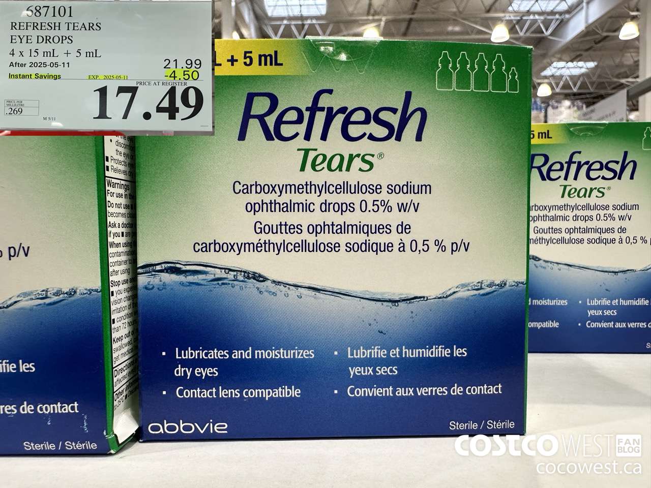 687101 REFRESH TEARS LUBRICANT EYE DROPS 4X15ml PLUS 5ml ($4.50 INSTANT SAVINGS EXPIRES ON 2025-05-11) $17.49