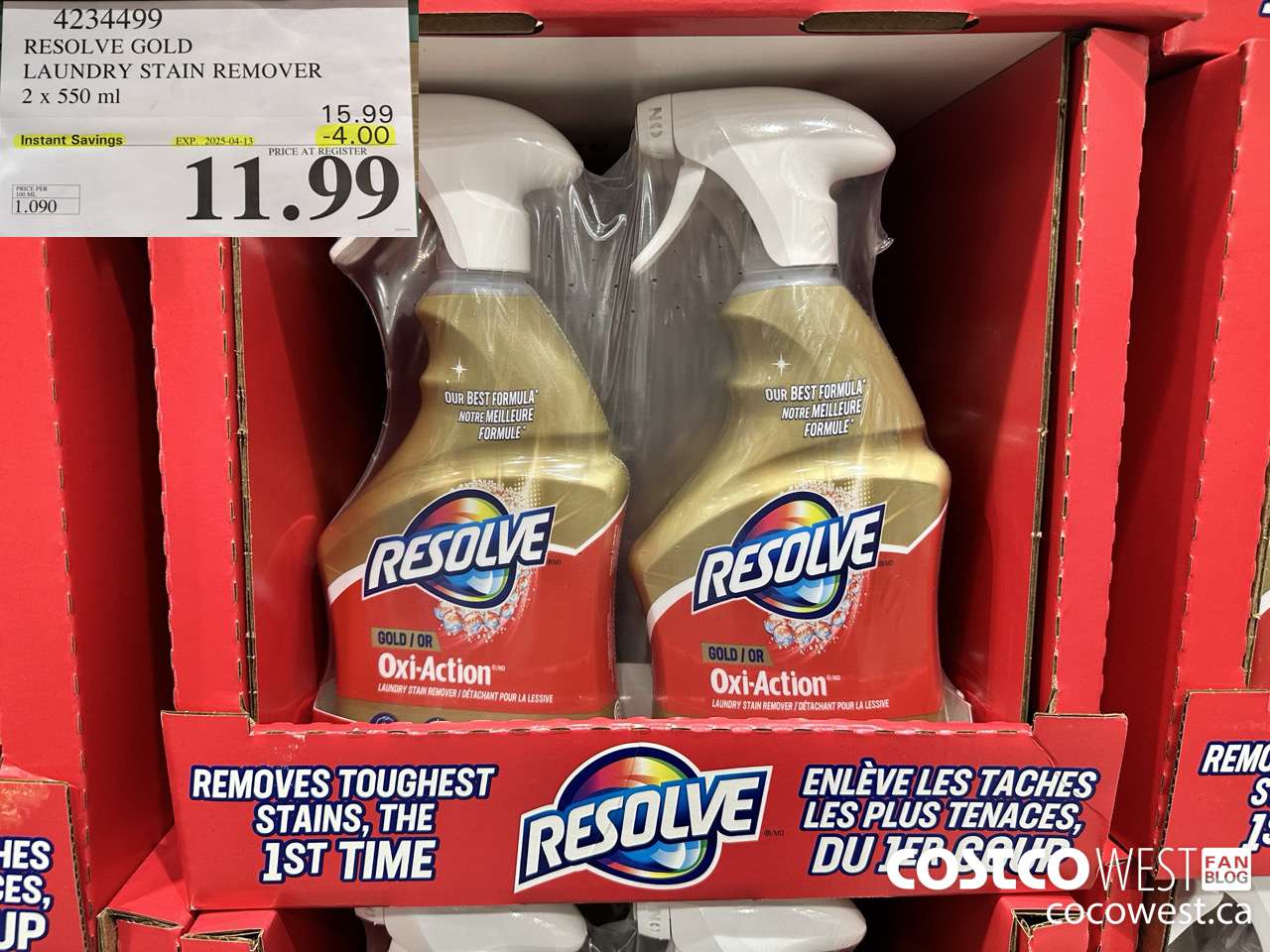 4234499 RESOLVE GOLD LAUNDRY STAIN REMOVER 2 X 550ML ($4.00 INSTANT SAVINGS EXPIRES ON 2025-04-13) $11.99