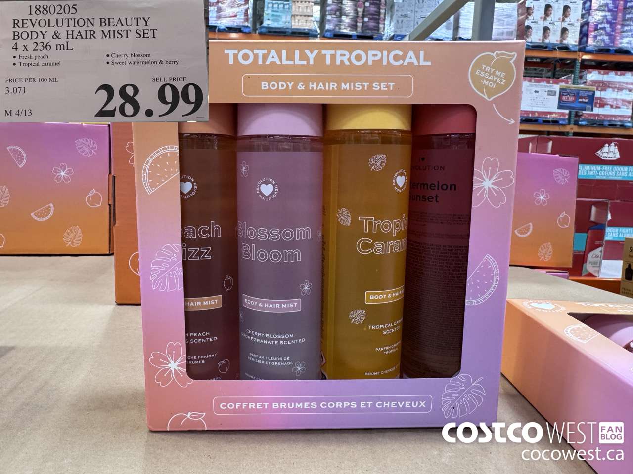 1880205 REVOLUTION BEAUTY BODY & HAIR MIST SET 4 X 236ML $28.99