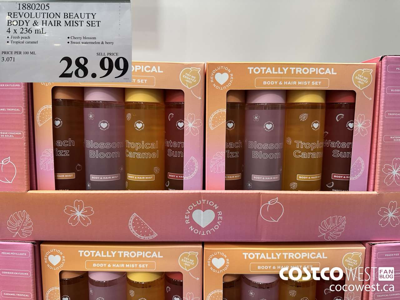 1880205 REVOLUTION BEAUTY BODY & HAIR MIST SET 4 X 236ML $28.99
