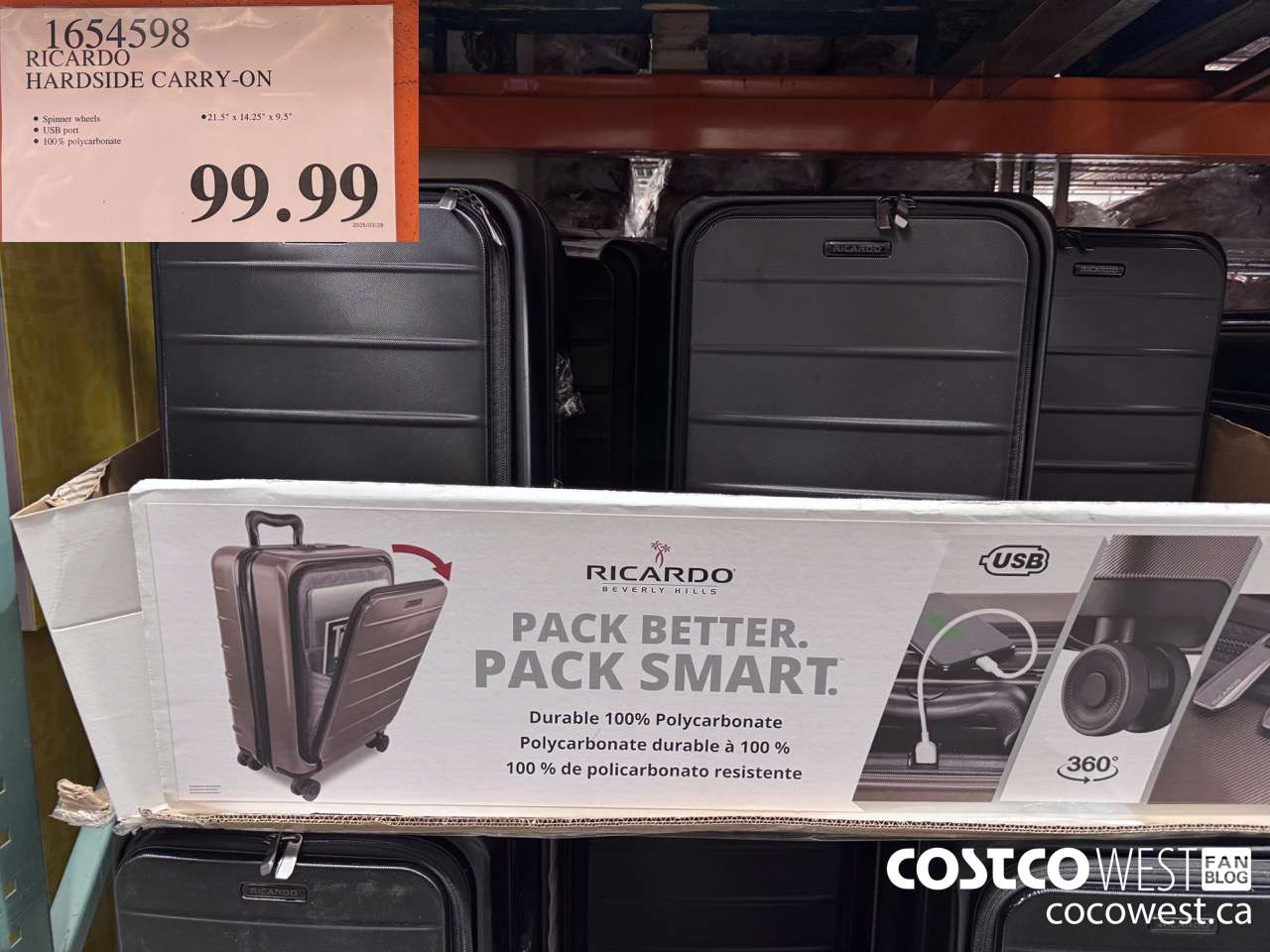 1654598 RICARDO HARDSIDE CARRY-ON $99.99