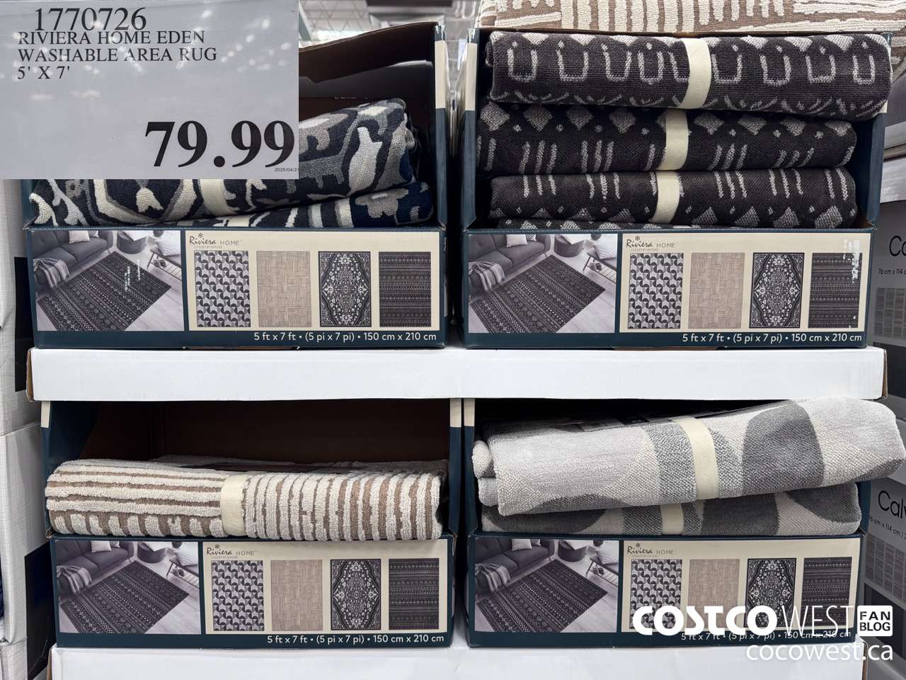1770726 RIVIERA HOME EDEN WASHABLE AREA RUG 5' X 7' $79.99