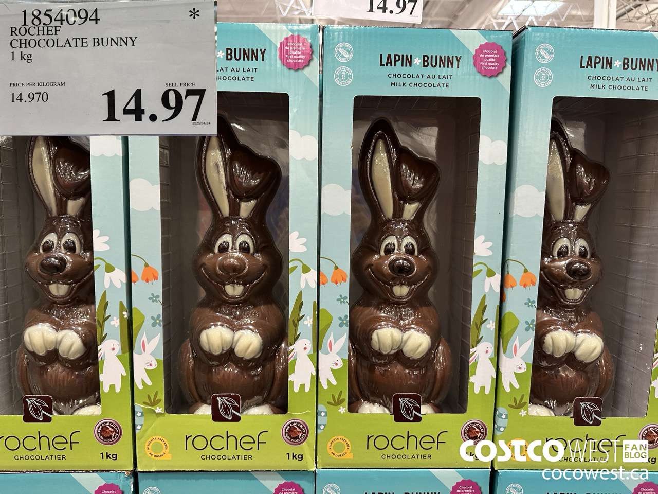 1854094 ROCHEF CHOCOLATE BUNNY 1KG $14.97