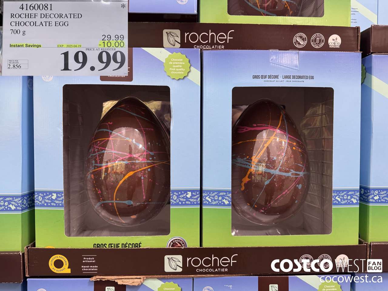 4160081 ROCHEF DECORATED CHOCOLATE EGG 700G ($10.00 INSTANT SAVINGS EXPIRES ON 2025-04-19) $19.99