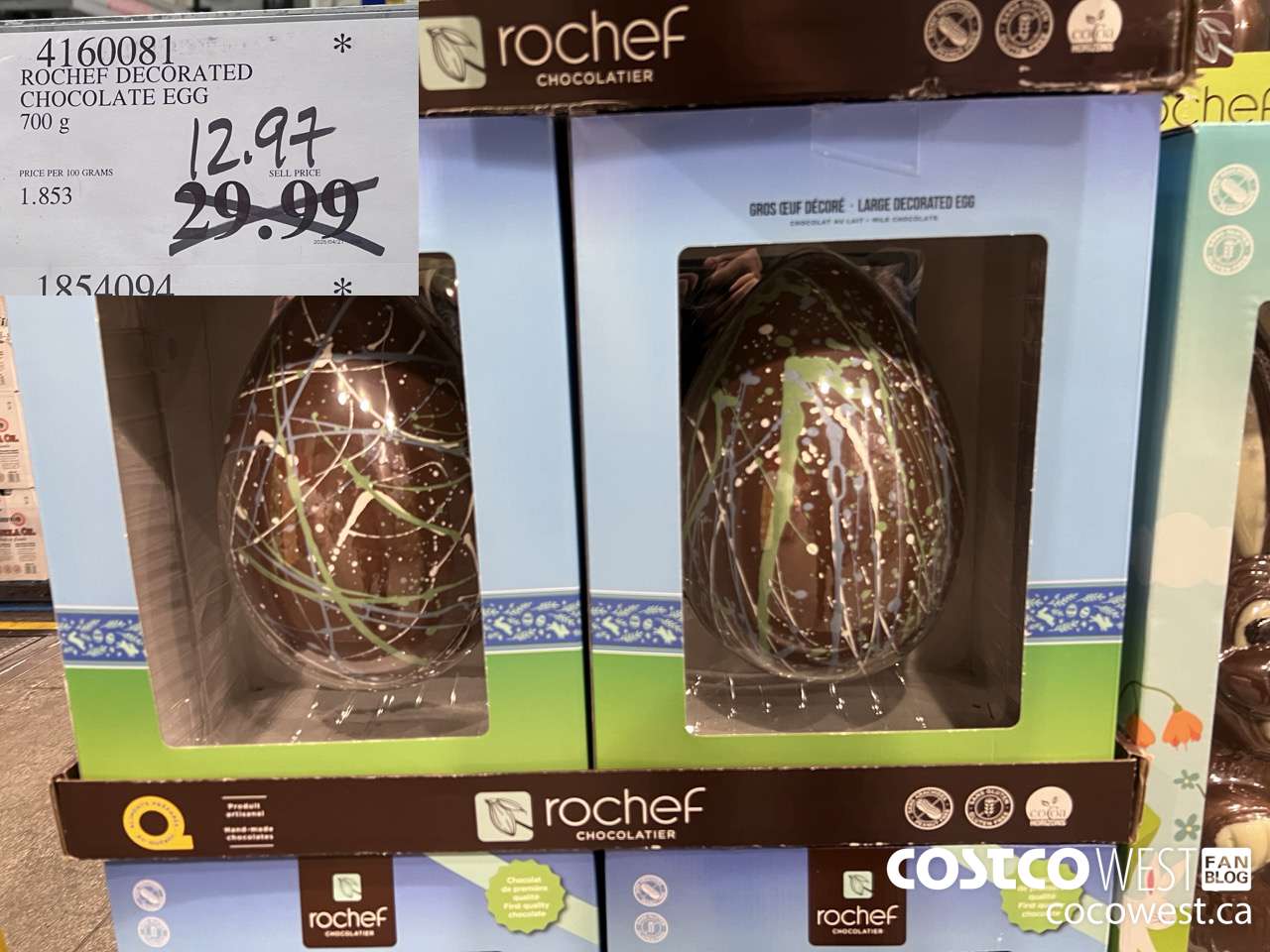 4160081 ROCHEF DECORATED CHOCOLATE EGG 700G $12.97