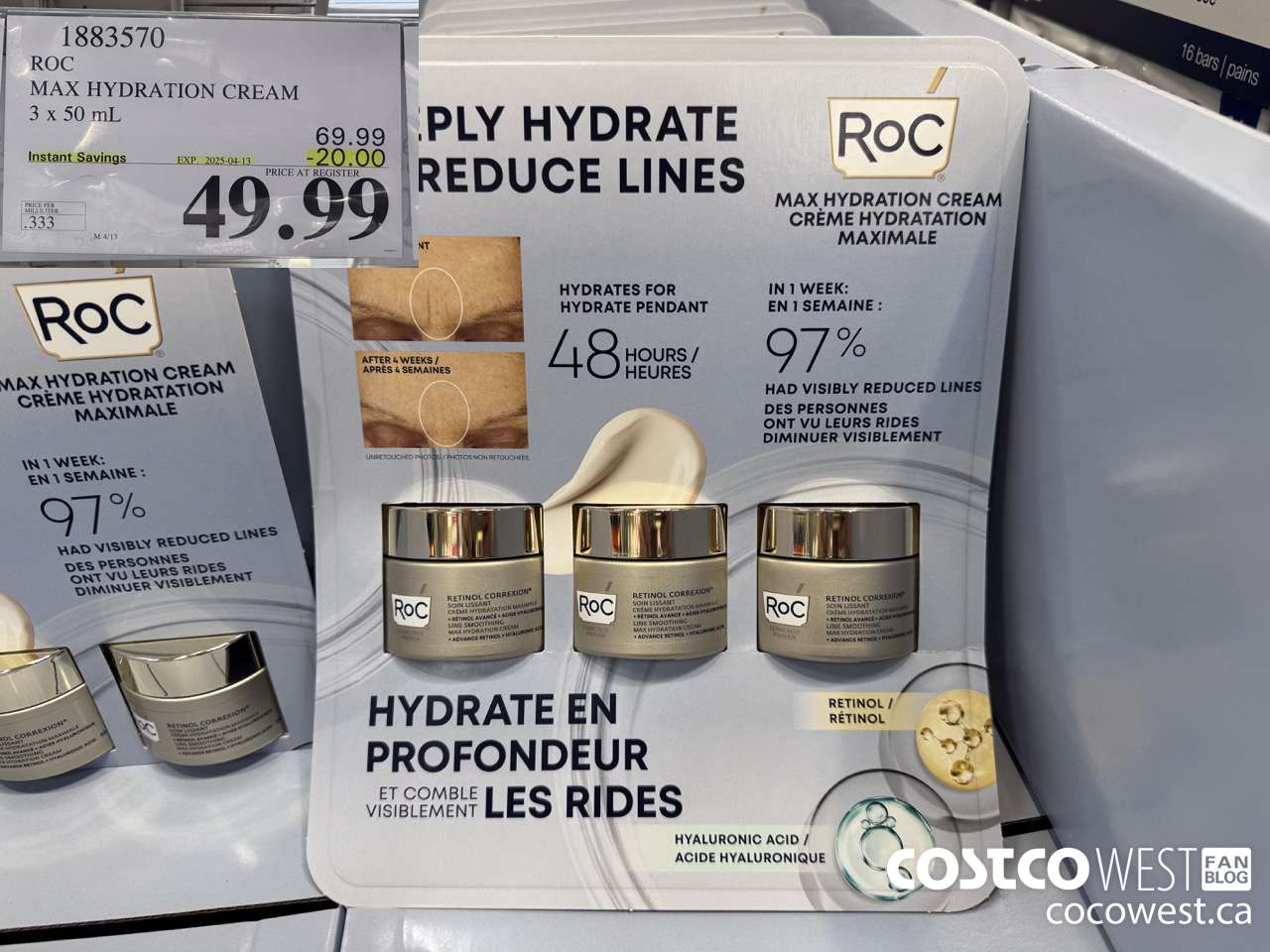 1883570 ROC MAX HYDRATION CREAM 3 X 50M ($20.00 INSTANT SAVINGS EXPIRES ON 2025-04-13) $49.99