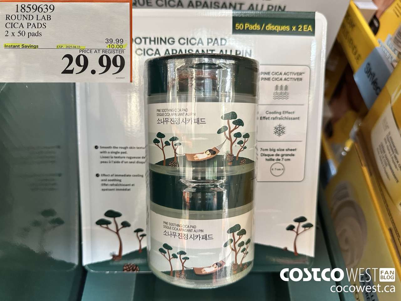 1859639 ROUND LAB CICA PADS 2 X 50 PADS ($10.00 INSTANT SAVINGS EXPIRES ON 2025-04-13) $29.99