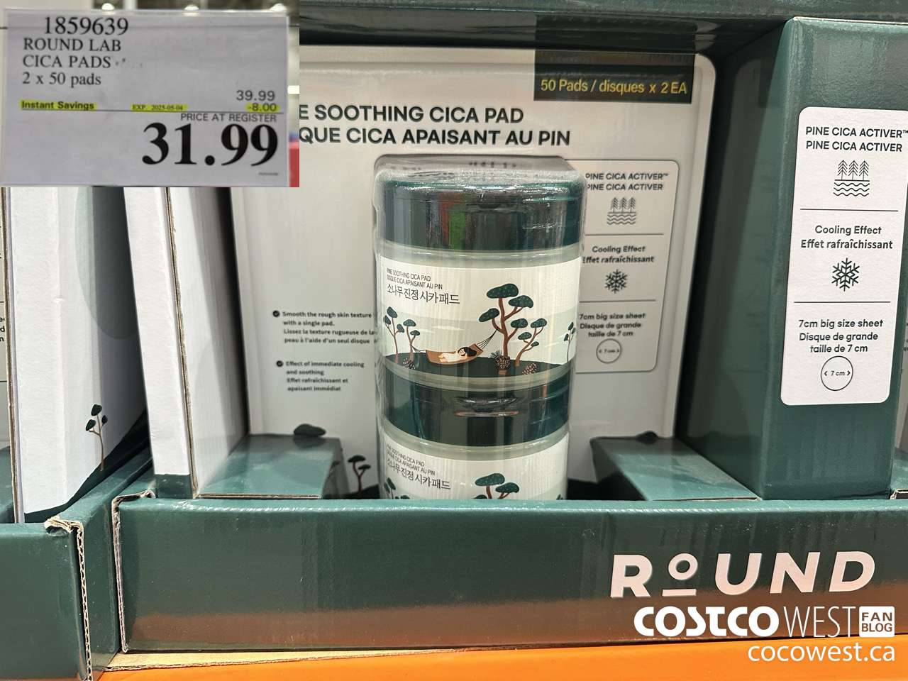 1859639 ROUND LAB CICA PADS 2 X 50 PADS ($8.00 INSTANT SAVINGS EXPIRES ON 2025-05-04) $31.99