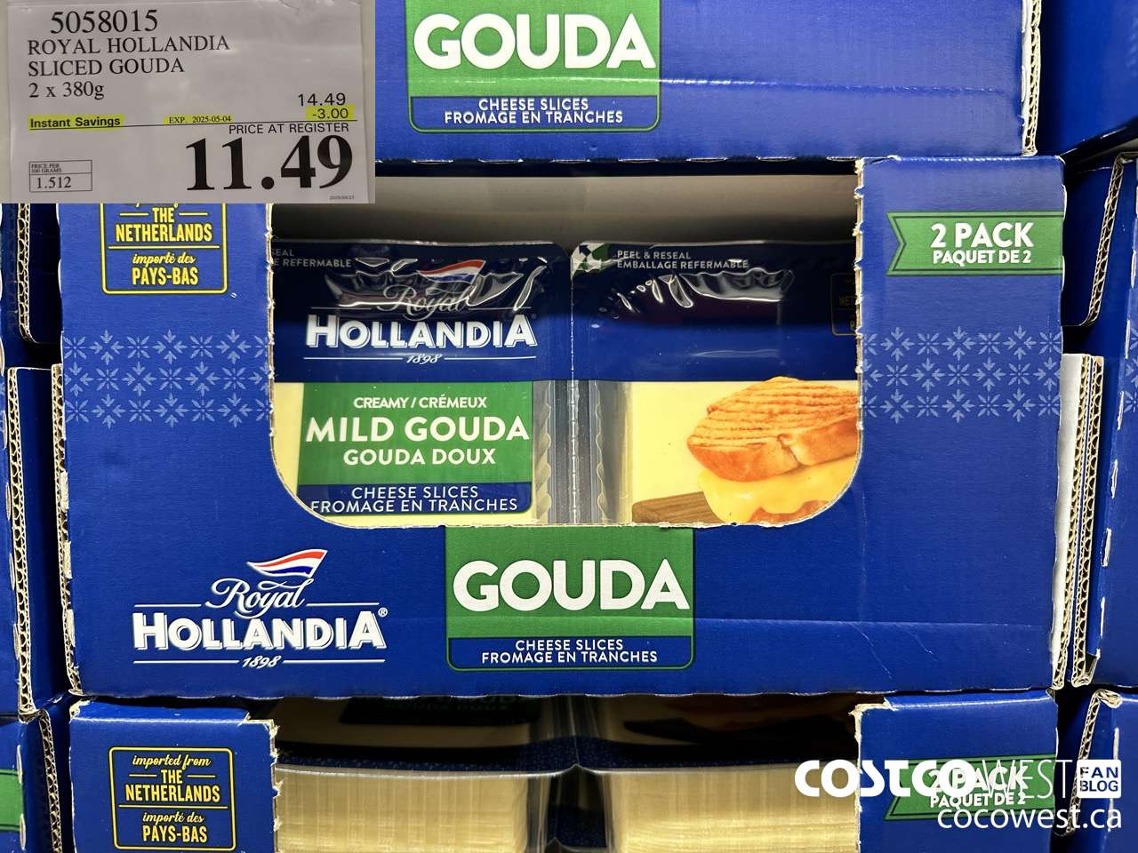 5058015 ROYAL HOLLANDIA SLICED GOUDA 2 x 380g ($3.00 INSTANT SAVINGS EXPIRES ON 2025-05-04) $11.49