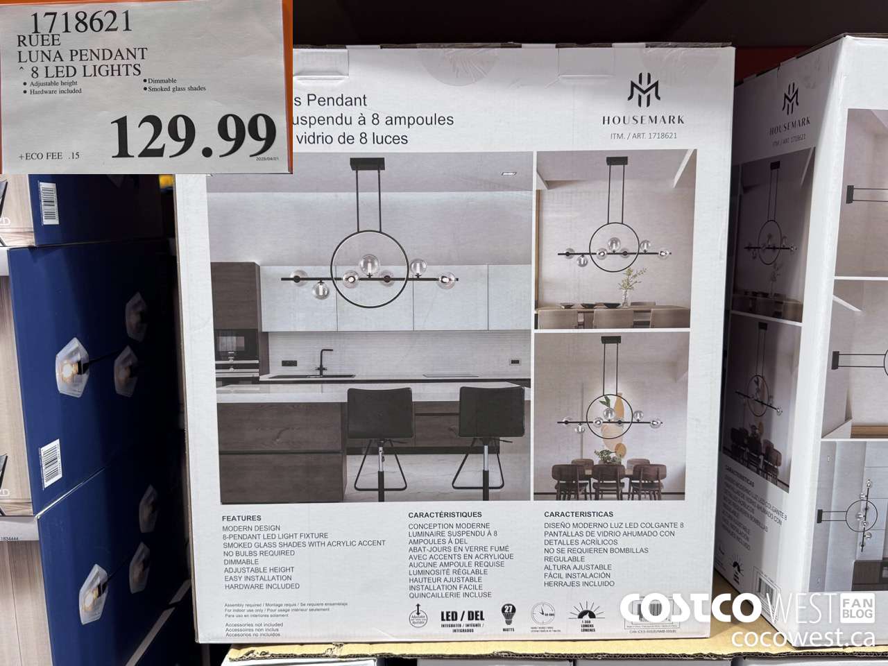 1718621 RUEE LUNA PENDANT 8 LED LIGHTS $129.99