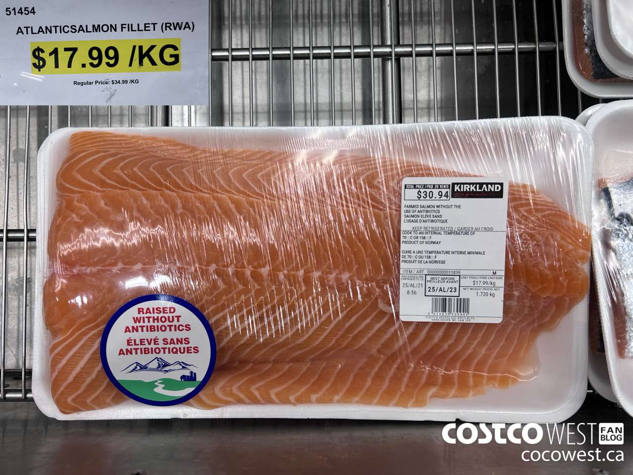 51454 RWA FRESH SALMON FILLET $17.99