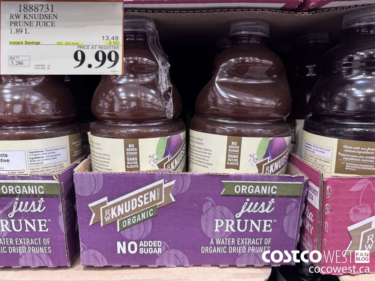 1888731 RW KNUDSEN PRUNE JUICE 1.89L ($4.50 INSTANT SAVINGS EXPIRES ON 2025-04-06) $9.99