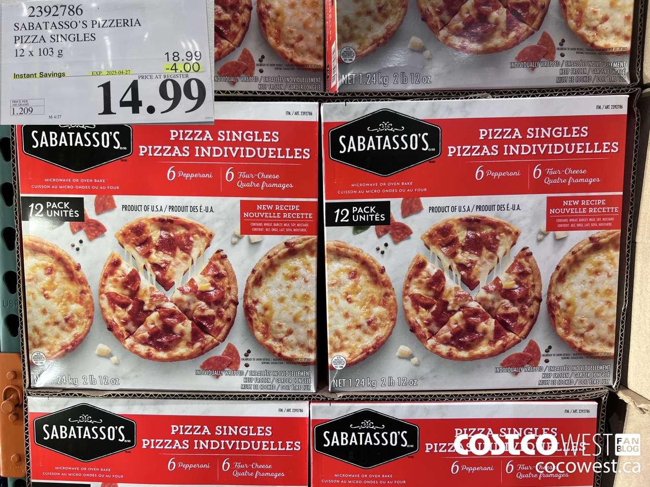2392786 SABATASSO'S PIZZERIA PIZZA SINGLES 12 X 103G ($4.00 INSTANT SAVINGS EXPIRES ON 2025-04-27) $14.99