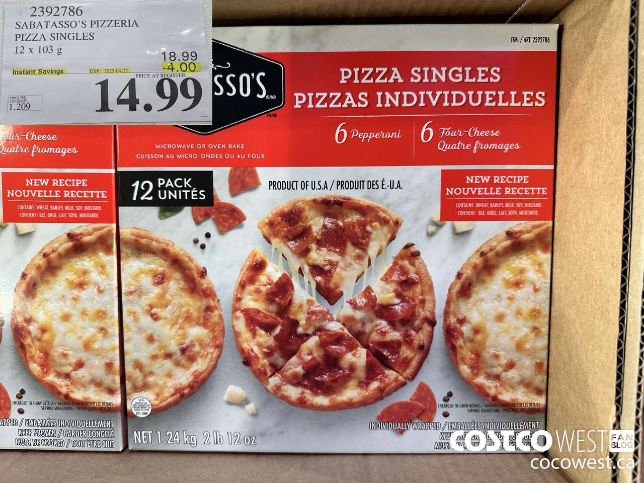 2392786 SABATASSO'S PIZZERIA PIZZA SINGLES 12 X 103G ($4.00 INSTANT SAVINGS EXPIRES ON 2025-04-27) $14.99