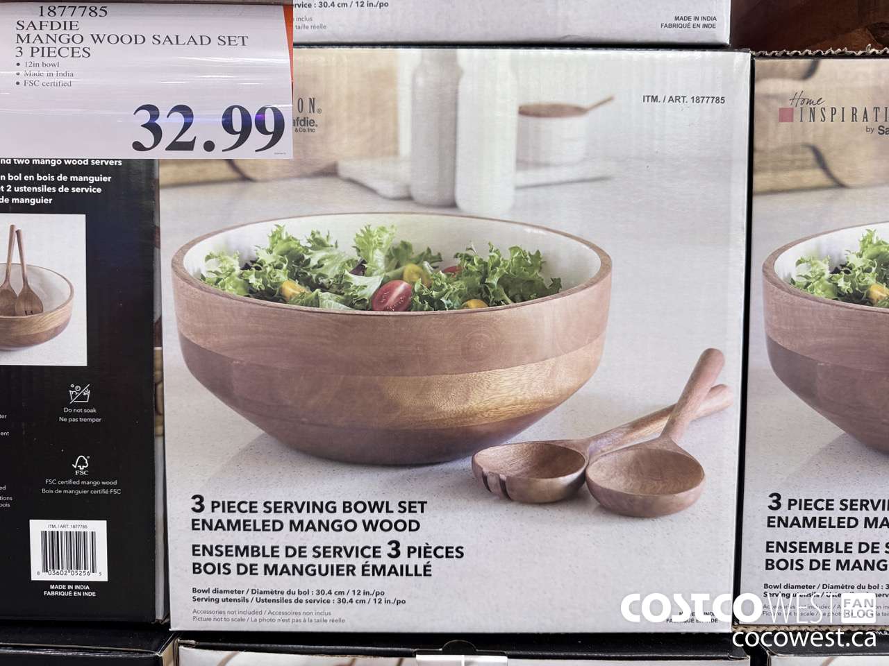 1877785 SAFDIE MANGO WOOD SALAD SET 3 PIECES $32.99