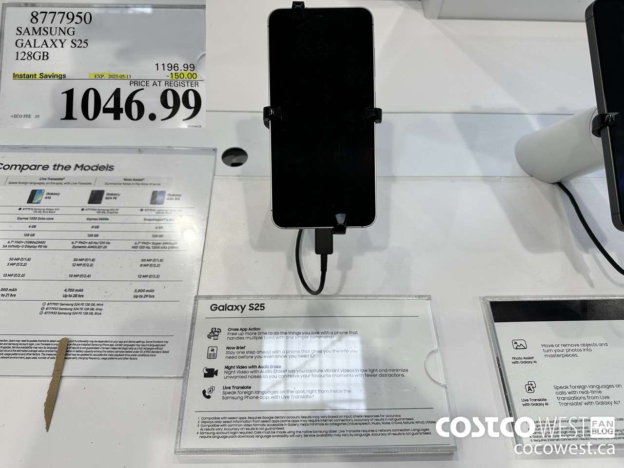 8777950 SAMSUNG GALAXY S25 128GB ($150.00 INSTANT SAVINGS EXPIRES ON 2025-05-13) $1046.99