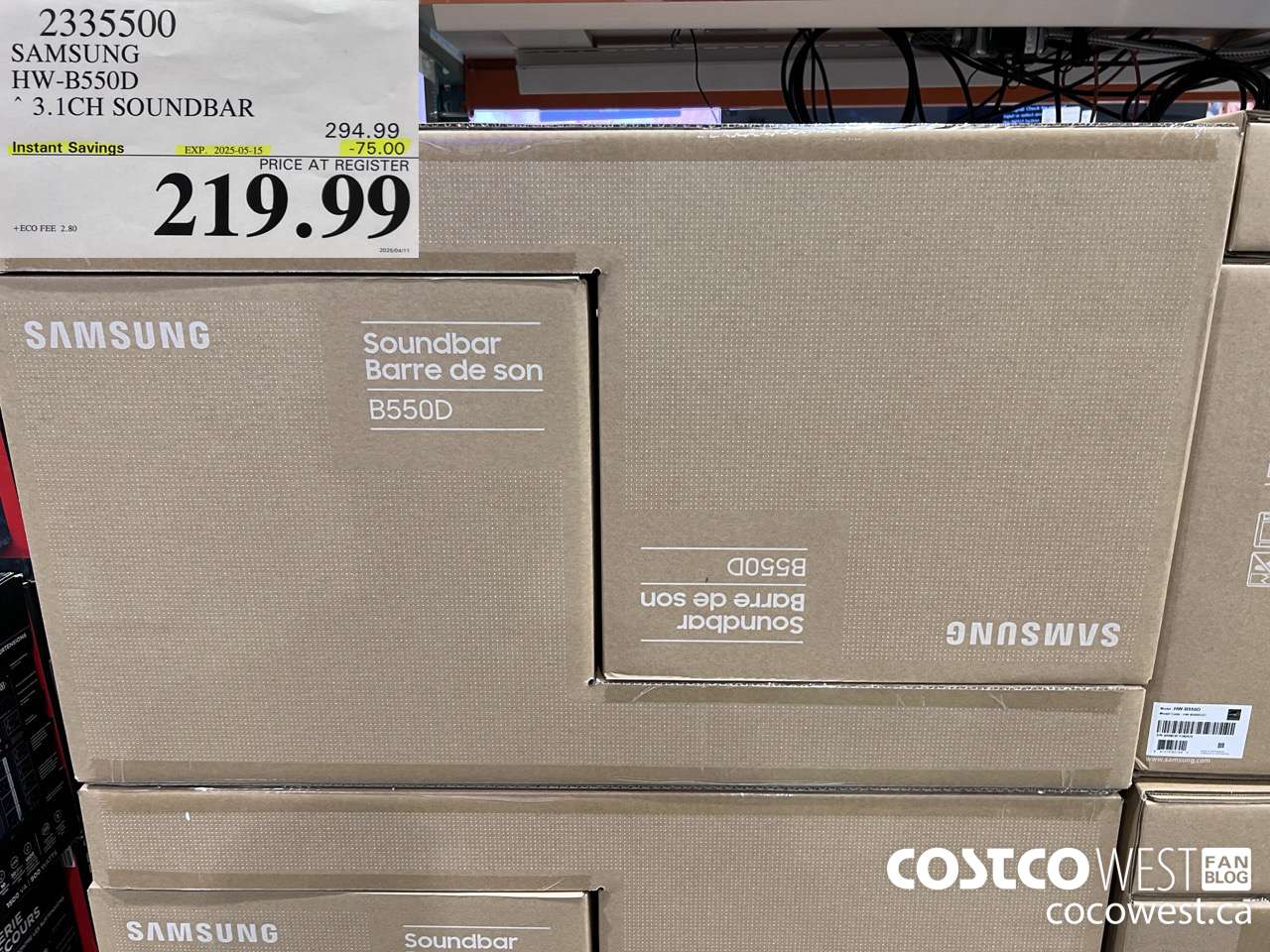 2335500 SAMSUNG HW-B550D SOUNDBAR 3.1CH ($75.00 INSTANT SAVINGS EXPIRES ON 2025-05-15) $219.99