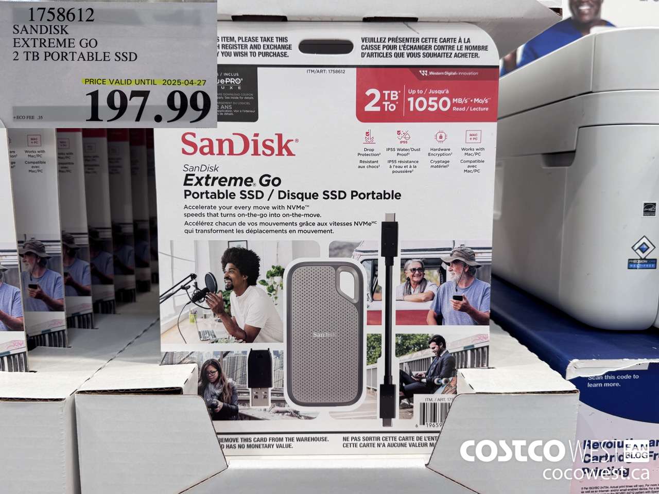 1758612 SANDISK EXTREME GO 2 TB PORTABLE SSD (EXPIRES ON 2025-04-27) $197.99