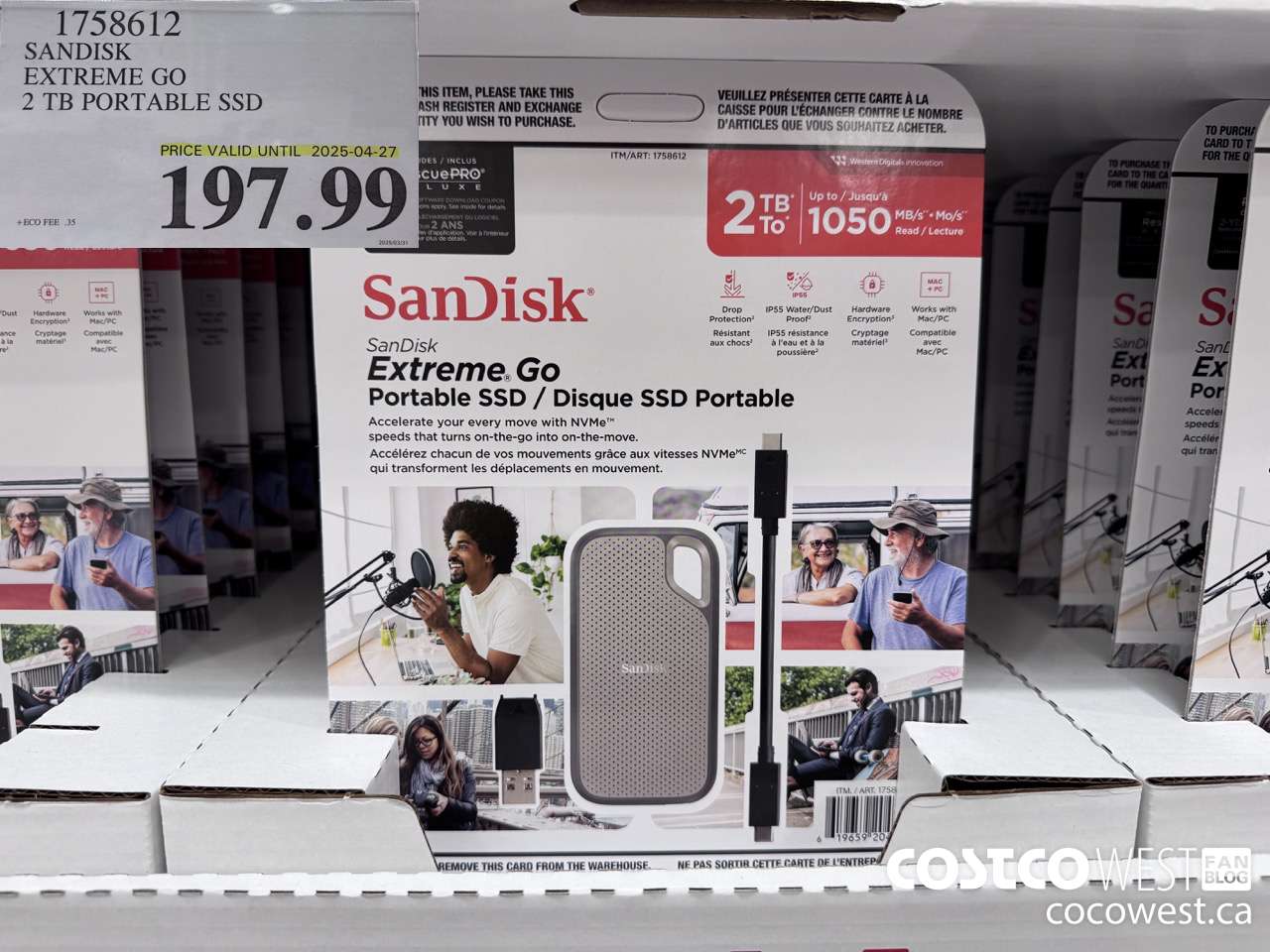 1758612 SANDISK EXTREME GO 2 TB PORTABLE SSD (EXPIRES ON 2025-04-27) $197.99