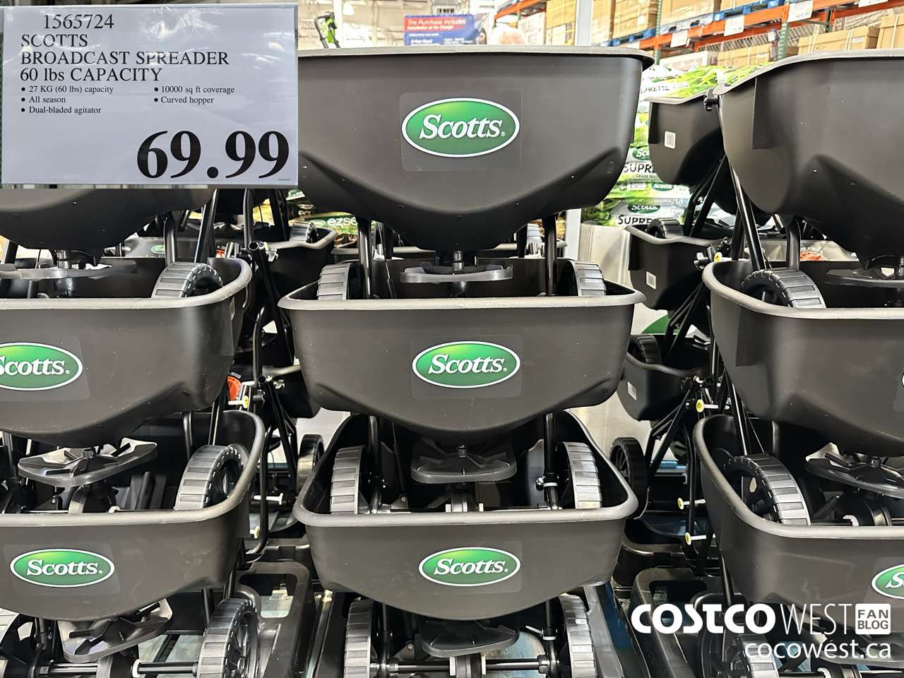1565724 SCOTTS BROADCAST SPREADER 60LBS CAPACITY $69.99