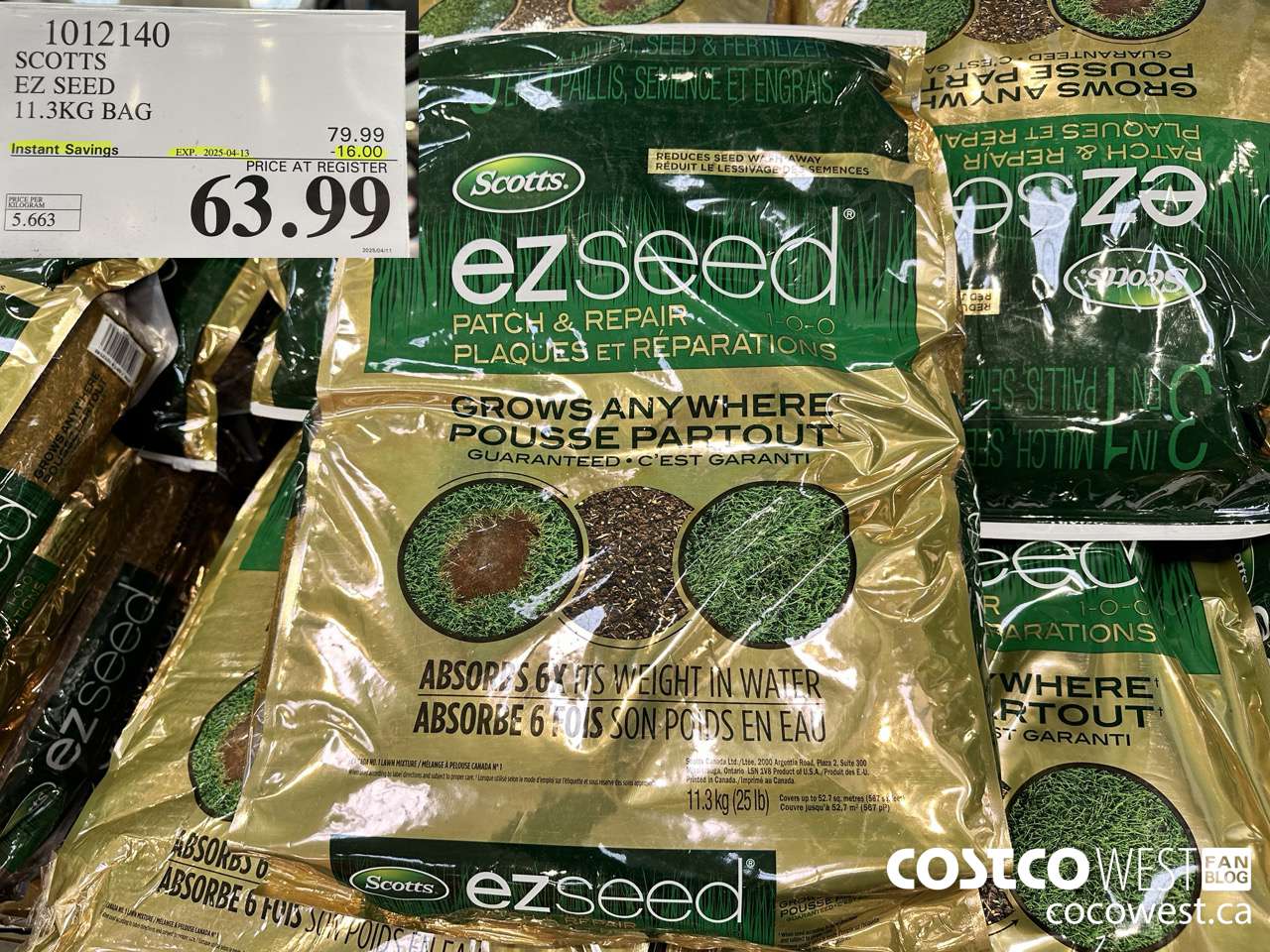 1012140 SCOTTS EZ SEED 11.3KG BAG ($16.00 INSTANT SAVINGS EXPIRES ON 2025-04-13) $63.99
