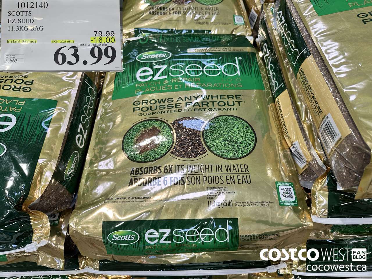 1012140 SCOTTS EZ SEED 11.3KG BAG ($16.00 INSTANT SAVINGS EXPIRES ON 2025-05-11) $63.99