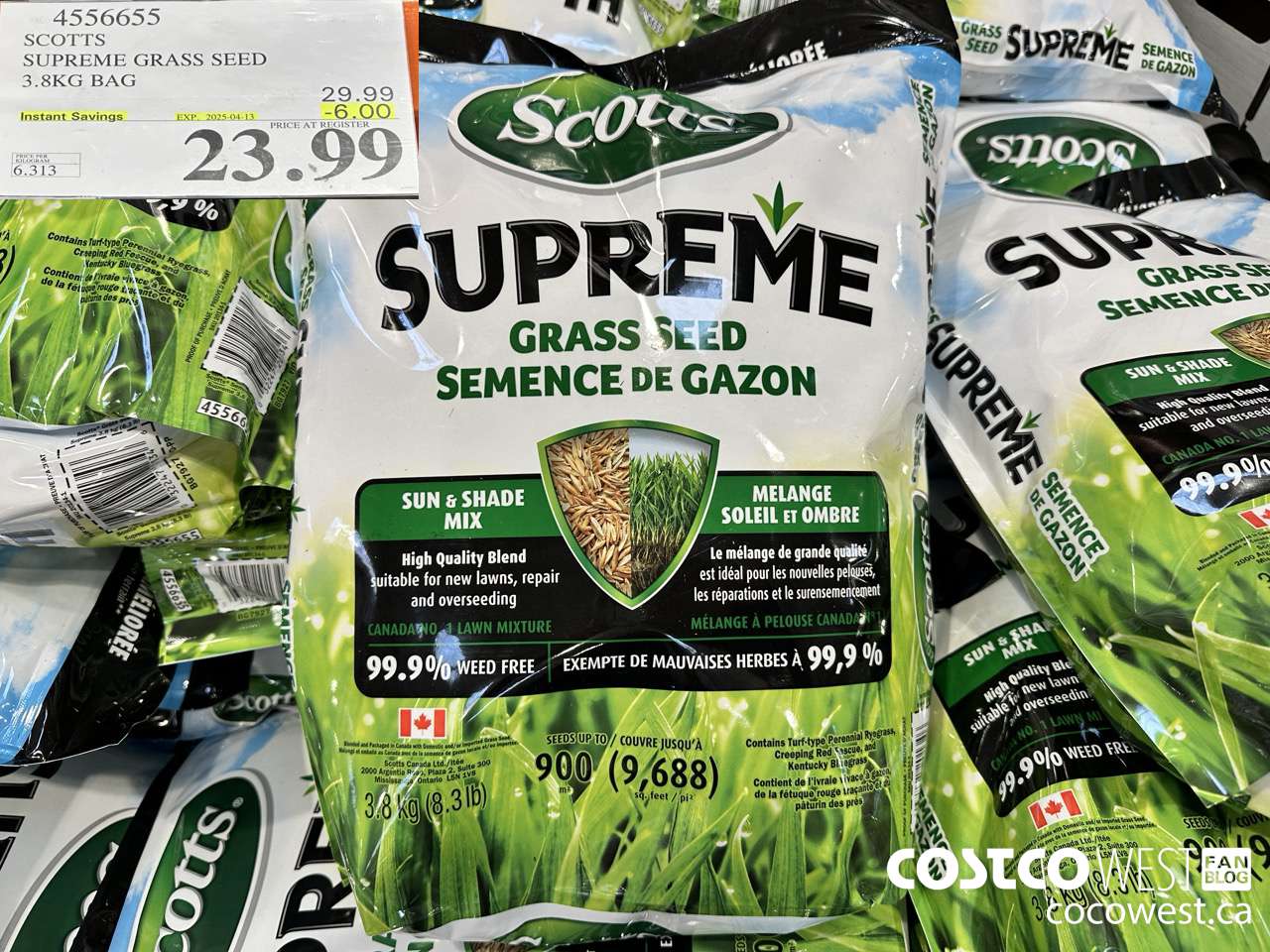 4556655 SCOTTS SUPREME GRASS SEED 3.8KG BAG ($6.00 INSTANT SAVINGS EXPIRES ON 2025-04-13) $23.99