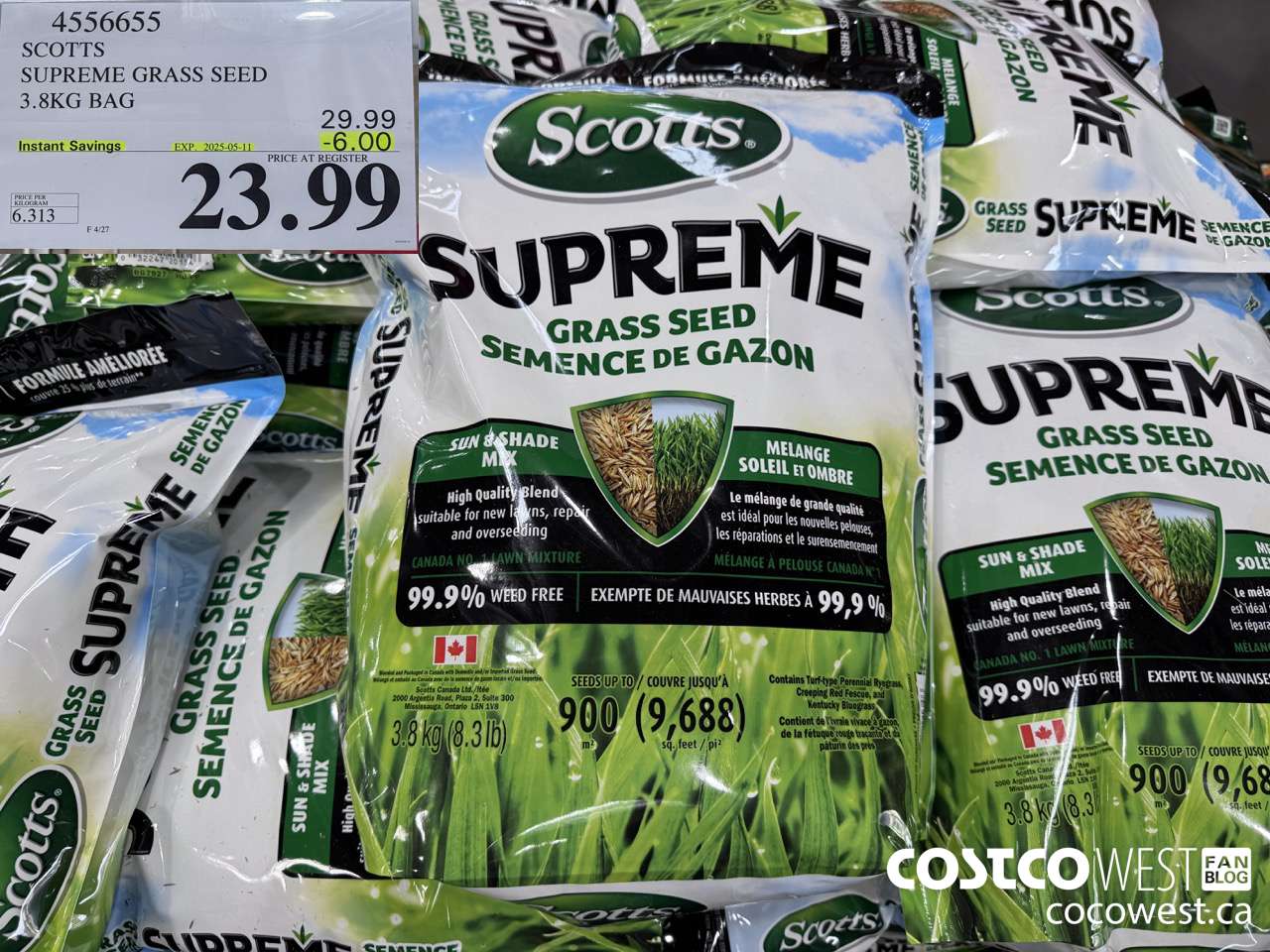 4556655 SCOTTS SUPREME GRASS SEED 3.8KG BAG ($6.00 INSTANT SAVINGS EXPIRES ON 2025-05-11) $23.99