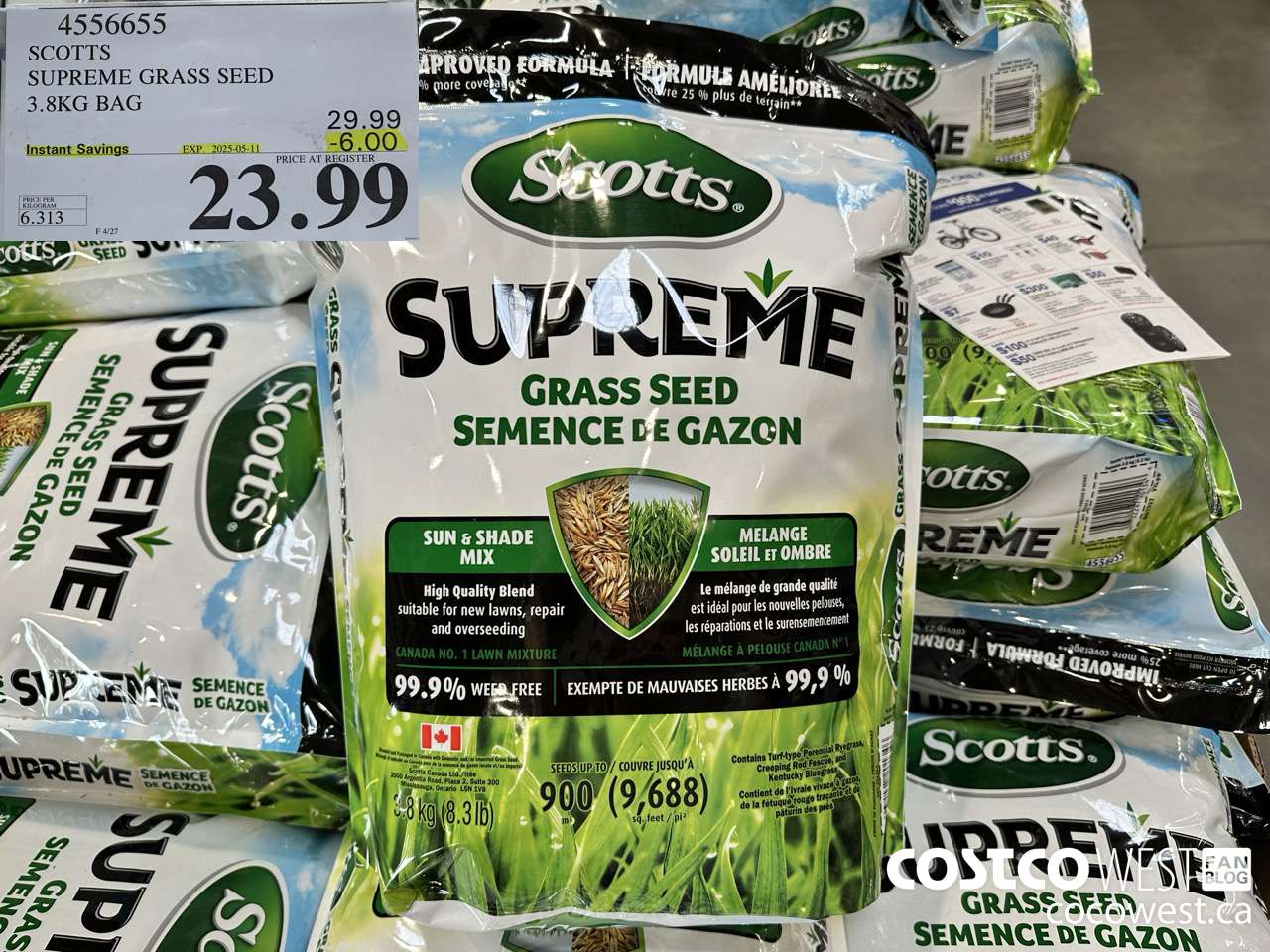 4556655 SCOTTS SUPREME GRASS SEED 3.8KG BAG ($6.00 INSTANT SAVINGS EXPIRES ON 2025-05-11) $23.99