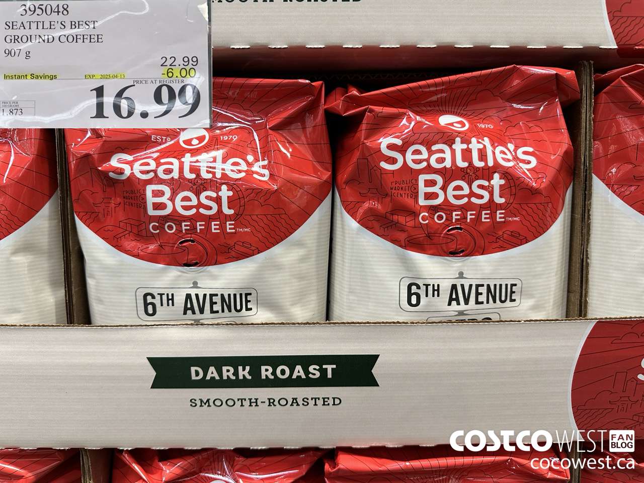 395048 SEATTLE'S BEST GROUND COFFEE 907 G ($6.00 INSTANT SAVINGS EXPIRES ON 2025-04-13) $16.99