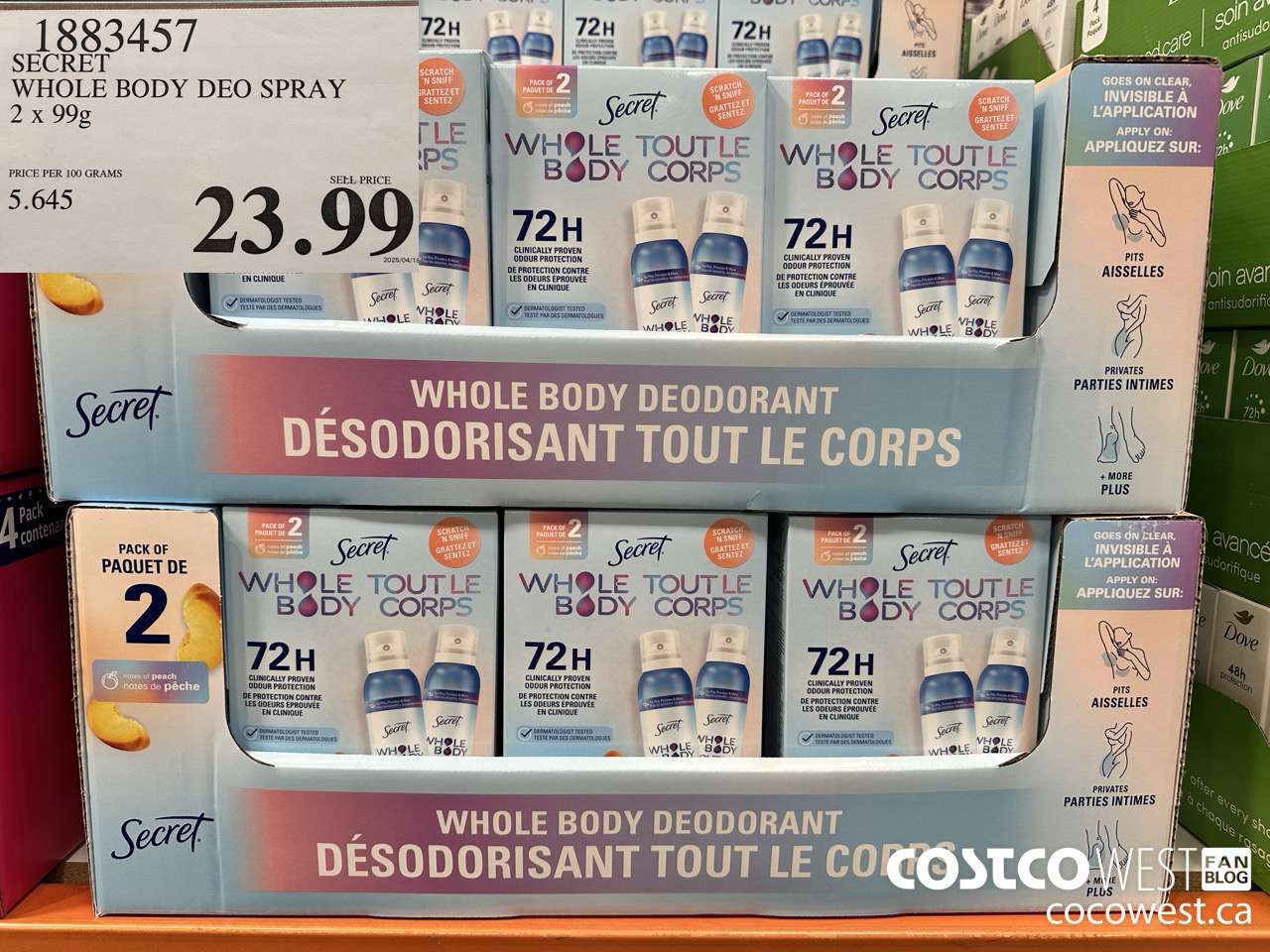 1883457 SECRET SHOLE BODY DEO SPRAY 2 X 99G $23.99