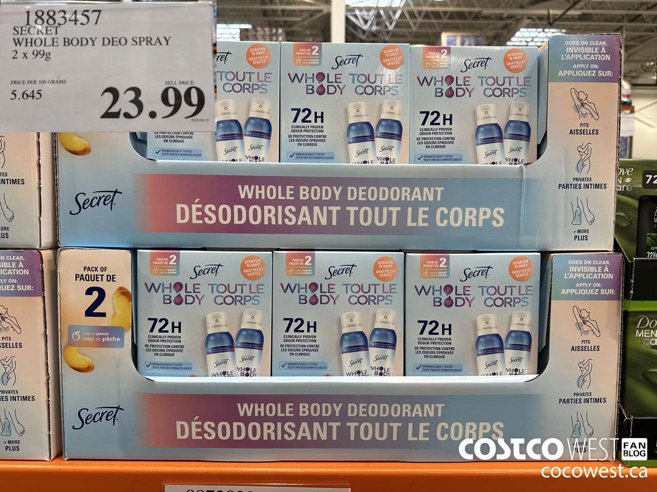1883457 SECRET SHOLE BODY DEO SPRAY 2 X 99G $23.99