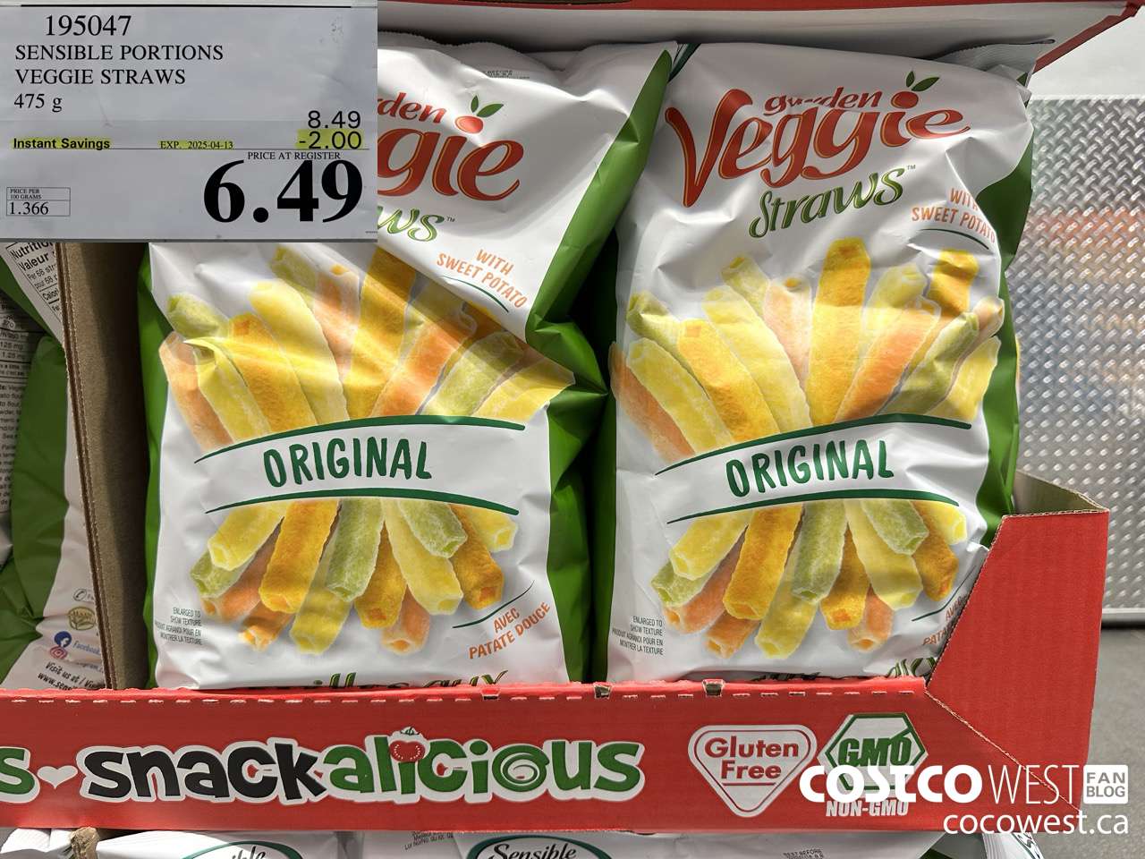 195047 SENSIBLE PORTIONS VEGGIE STRAWS 475 g ($2.00 INSTANT SAVINGS EXPIRES ON 2025-04-13) $6.49