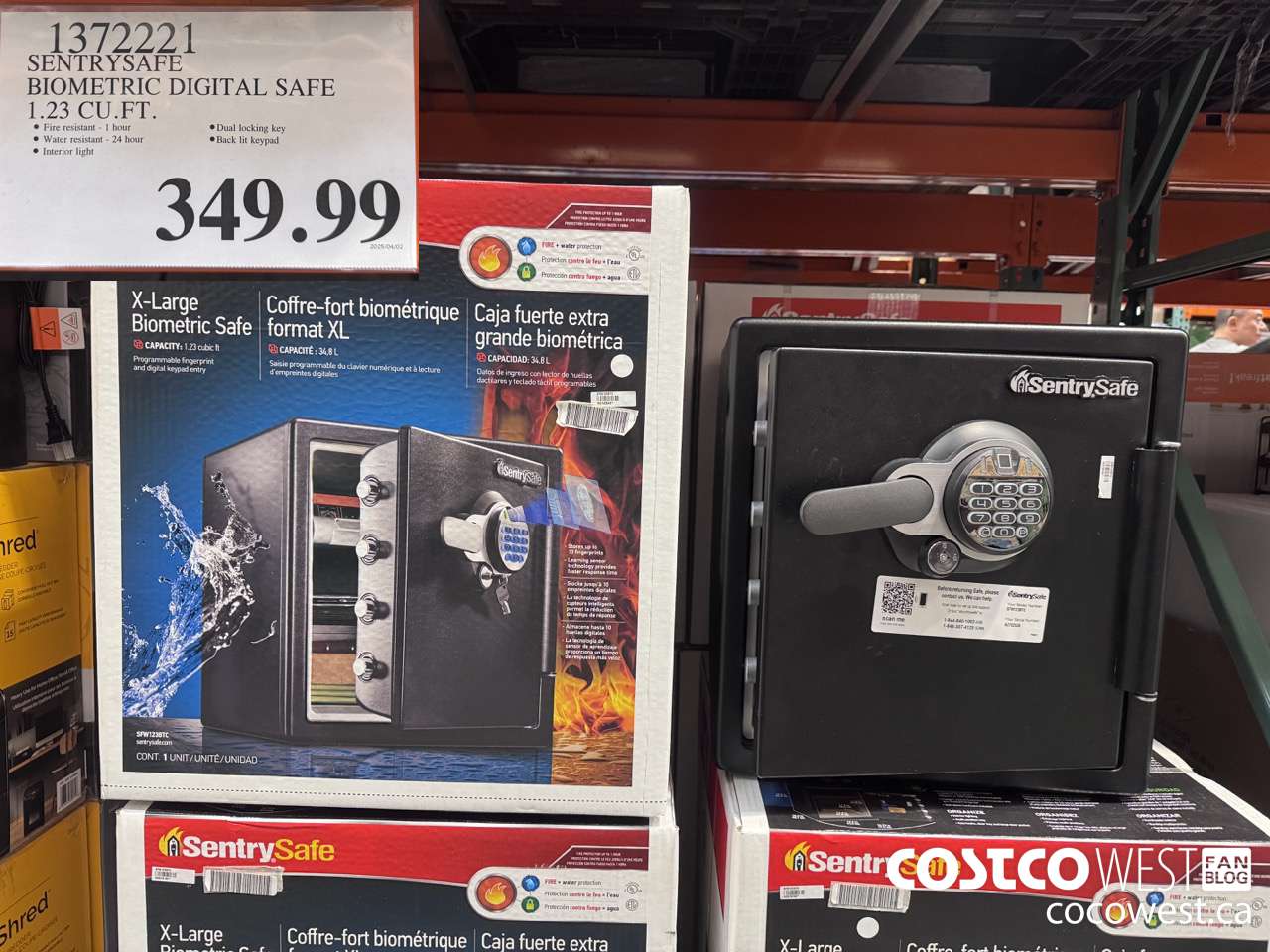 1372221 SENTRYSAFE BIOMETRIC DIGITAL SAFE 1.23 CU FT $349.99