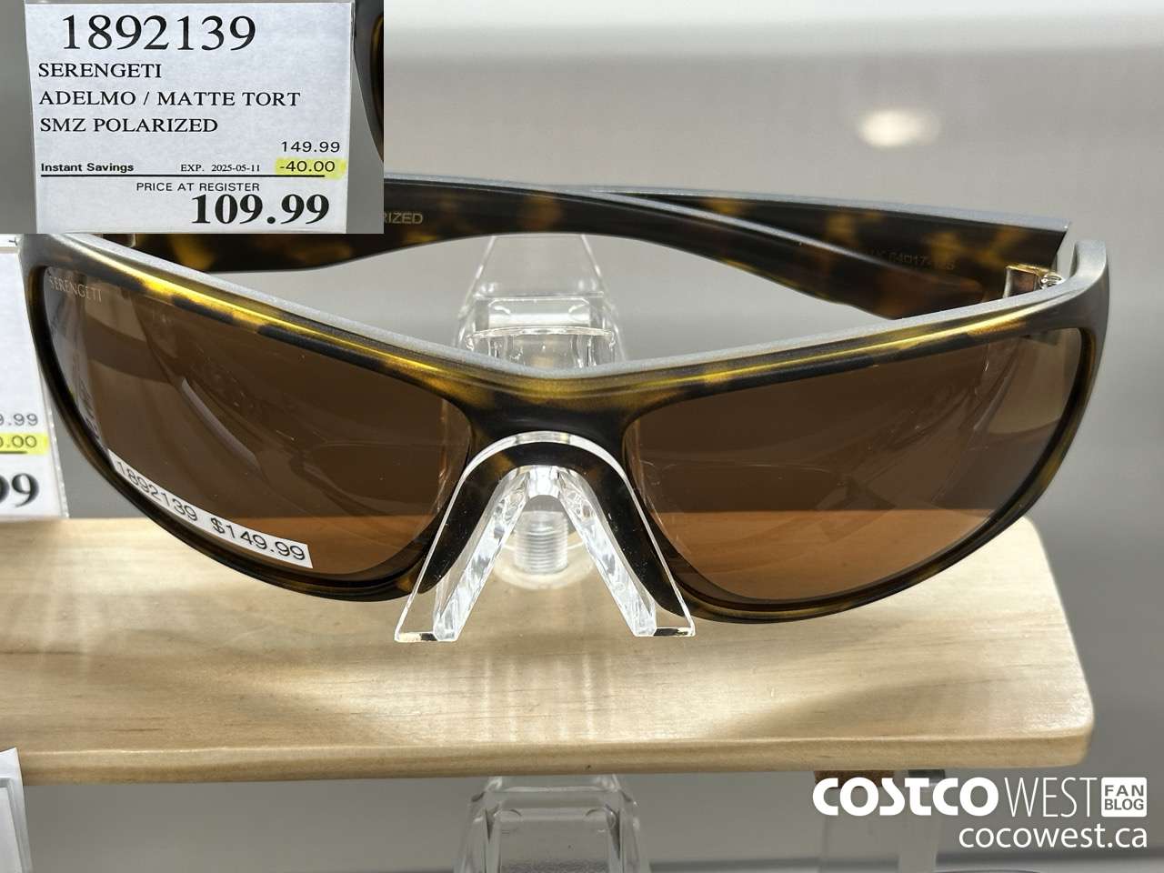 1892139 SERENGETI ADELMO / MATTE TORT SMZ POLARIZED ($40.00 INSTANT SAVINGS EXPIRES ON 2025-05-11) $109.99