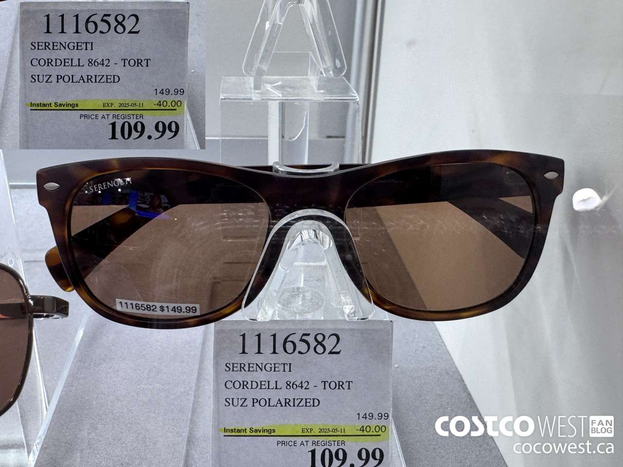 1116582 SERENGETI CORDELL 8642 TORT SUZ POLARIZED ($40.00 INSTANT SAVINGS EXPIRES ON 2025-05-11) $109.99