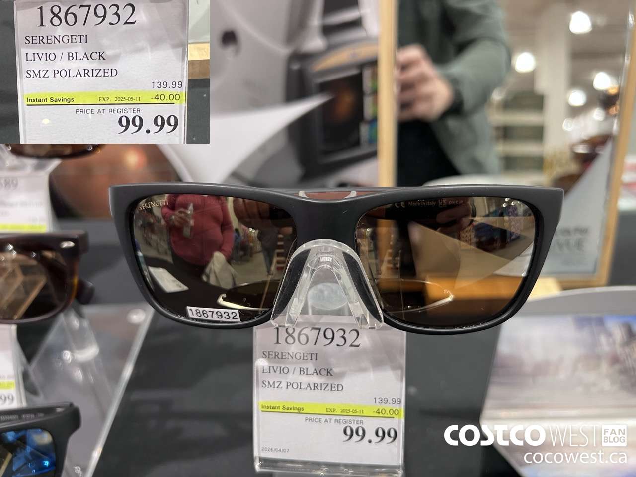 1867932 SERENGETI LIVIO/BLACK SMZ POLARIZED ($40.00 INSTANT SAVINGS EXPIRES ON 2025-05-11) $99.99